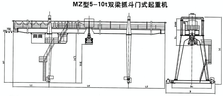 吊鉤雙梁橋式起重機(jī)結(jié)構(gòu)圖 吊鉤雙梁橋式起重機(jī)結(jié)構(gòu)圖