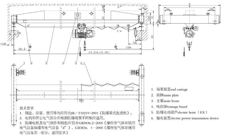防爆型電動(dòng)式單梁起重機(jī)圖紙 防爆型電動(dòng)式單梁起重機(jī)圖紙